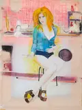 Eva Schwab, "Pin up No 3", 2006, Aquarell und Enkaustik auf Leinwand
