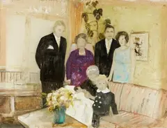 Eva Schwab, "Taufe 1966", 2004, Aquarell und Enkaustik auf Leinwand