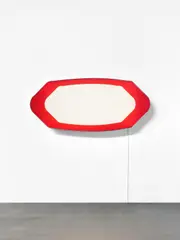 Daniel Pflumm, Ohne Titel, 1998, Plexiglas, Klebefolie, Aluminiumrahmen und Leuchtmittel, elektrifiziert
