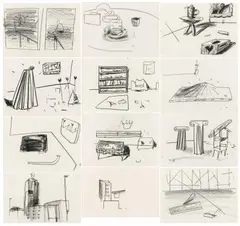 Matthias Weischer, Ohne Titel, 2004/5, Jeweils: Grafit auf leichtem Karton