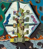 Alexander Esters, "Baum der Kenntnis", 2006, Mischtechnik auf Leinwand