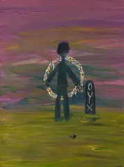Chun Ouyang, Ein Kranz für den unbekannten Künstler, 2008, Öl auf Leinwand