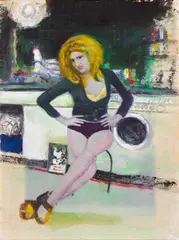 Eva Schwab, "Pin up No 1", 2006, Aquarell und Enkaustik auf Leinwand