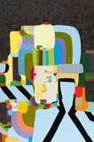Federico Herrero, "Landscape with black stripes", 2008, Mischtechnik auf Leinwand