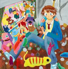 Yukichi Left Outside by Mahomi Kunikata, 2007, Acryl auf Leinwand, sold Jun 2022