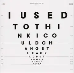 John Isaacs, I used to think I could change the world but now I think it changed me (Eye Chart), 2004, Serigrafie auf festem Karton