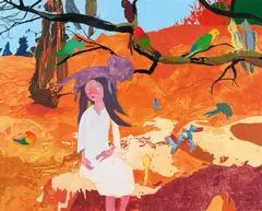 "We live in the Milky Way" by Makiko Kudo, 2004, Öl auf Leinwand, sold Jun 2022