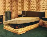 Taryn Simon, Larry Mayes, Scene of Arrest, The Royal Inn, Gary, Indiana. Police found Mayes hiding beneath a mattress in this room. Served 18,5 years of an 80-year sentence for rape, robbery and unlawful, 2002, C-Print