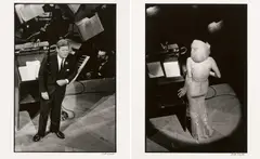 Bill Ray, President John F. Kennedy after Marylin Monroe sang "Happy Birthday" to him/Marylin Monroe singing "Happy Birthday" to President John F. Kennedy, Madison Square Garden, N.Y. 1962, 1962, Jeweils: Spätere Abzüge. Gelatinesilberabzug