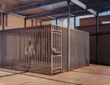 Taryn Simon, Terrell Yarbrough, death row inmate, age 22, outdoor recreational facility, Mansfield Correctional Institution, Ohio, where prisoners spend one hour a day outside of their cells, 2002, C-Print