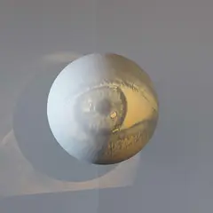 Tony Oursler, Trance, 1996, Videoprojektion auf Fiberglaskugel