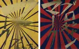 Mark Grotjahn and Takashi Murakami, Untitled (Canary Yellow and Black Butterfly 830); and Untitled (Scarlet Lake and Indigo Blue Butterfly 826)