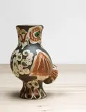 Pablo Picasso, Chouette (Owl), 1968, White earthenware turned vase, painted in colours, with knife engraving and partial brushed glaze,