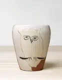Visage et hibou (Face and Owl) by Pablo Picasso, 1958, Red earthenware turned vase, painted in colours, with partial brushed glaze,, sold Jun 2016