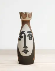 Visage (Face) by Pablo Picasso, 1955, White earthenware turned jug, painted in colours, with glaze on the inside,, sold Jun 2016
