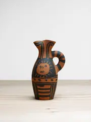 Yan soleil (Yan Sun) by Pablo Picasso, 1963, Red earthenware turned pitcher, painted in black,, sold Jun 2016
