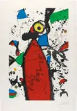 Joan Miró, Souris rouge à la mantille (Red Mouse in Mantilla), 1975, Aquatint in colours, on Arches paper, with full margins (deckle on two sides),