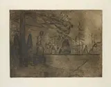 Edvard Munch, The Garden at Night, from Linde portfolio, 1902, Etching and aquatint with drypoint in brown ink, on Van Gelder Zonen laid paper, with full margins (deckle on all sides),