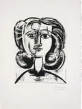 Tête de jeune fille (Head of a Young Girl) by Pablo Picasso, 1945, Lithograph, on Arches paper, with full margins, (deckle on two sides),, sold Jun 2016