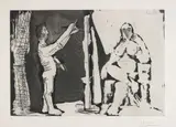 Pablo Picasso, Peintre debout et modèle (Painter Standing and Model), 1964, Etching and aquatint with drypoint and scraper, on Richard de Bas paper, with full margins,