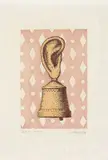 René Magritte, La leçon de musique (The Music Lesson), 1968, Etching and aquatint in colours, on Japon nacré paper, with full margins (deckle on two sides),