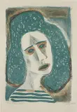 Otto Dix, Frauenkopf (Woman's Head), 1949, Lithograph in colours, on wove paper, with full margins,