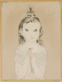 Petite fille à l’oiseau (Little Girl with Bird) by Léonard-Tsuguharu Foujita, 1929, Etching and aquatint in colours with drypoint, Chine-collé to heavy Japan paper, with full margins,, sold Jun 2016