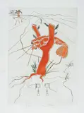 Le Téléphone, for Hommage à Leonardo da Vinci (American Inventions), (The Telephone, for Homage to Leonardo da Vinci (American Inventions)) by Salvador Dalí, 1975, Drypoint with extensive hand-colouring in gouache, on BFK Rives paper, with full margins,, sold Jun 2016