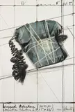 Wrapped Telephone, Project, from 12 years of Galeria Joan Prats by Christo & Jeanne-Claude, 1988, Lithograph with collage of transparent polyethylene, twine, and staples, with hand-colouring in grease pencil and paint,, sold Jun 2016