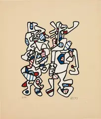 Parade nuptiale (Courtship) by Jean Dubuffet, 1973, Screenprint in colours, on tan Canson paper, with full margins,, sold Jun 2016