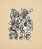 Jean Dubuffet, Parade nuptiale (Courtship), 1973, Screenprint in colours, on tan Canson paper, with full margins,