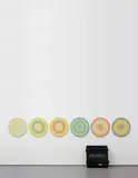 Peter Sedgley, Video Disques, 1969-70, The complete portfolio of six kinetic screenprints, in fluorescent colours, on spun aluminium,