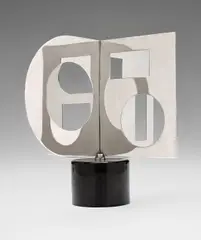 Nicolas Schöffer, Minisculpture I, 1969, Kinetic object, with mirror-polished stainless steel on painted stainless steel base, with electronic motor,