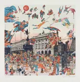 R.A. Sir Peter Blake, Piccadilly Circus - The Convention of Comic Book Characters, from London Suite, 2012, Screenprint in colours, on Somerset paper, with full margins,