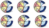 Roy Lichtenstein, Water Lilies, 1990, Six porcelain plates glazed in colours,