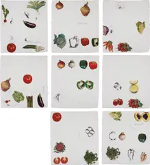 Jim Dine, Vegetables, 1970, The complete set of eight lithographs with collage in colours, on Hodgkinson handmade paper, the full sheets, with title page and colophon,