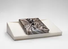 Art Edition by Ai Weiwei, 2014, Chinese marble (Fangshan District), Habotai silk scarf and cloth-bound book,, sold Jun 2016
