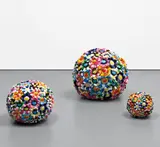 Plush Flowerball (set of three) by Takashi Murakami, 2003, Three polyester, acrylic boa, cotton, and polyurethane sculptures,, sold Jun 2016