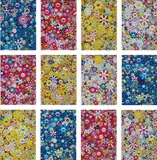 An Homage to IKB 1957 B; An Homage to Monopink 1060 C; An Homage to Monogold 1960 C; An Homage to Yves Klein, Multicolor C; An Homage to Monopink 1960 D; An Homage to Monogold 1960 B; An Homage to Yves Klein, Multicolor D; An Homage to IKB 1957 C; An Homage to Monogold 1960 D; An Homage to IKB 1957 D; An Homage to Monopink 1960 B; and An Homage to Yves Klein, Multicolor B by Takashi Murakami, 2012, Twelve offset lithographs in colours, on smooth wove paper, the full sheets,, sold Jun 2016