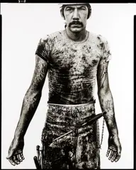 Richard Avedon, Blue Cloud Wright, slaughterhouse worker, Omaha, Nebraska, August 10, 1979, Gelatin silver print, printed 1985
