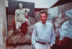 Bruce Bernard, Lucian Freud with two portraits of Leigh Bowery, 1990, Dye destruction print, printed 1995
