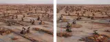 Oil Fields #19a & #19b, Belridge, California by Edward Burtynsky, 2003, Chromogenic print diptych, offered Nov 2016