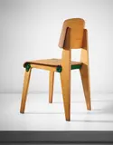 Rare demountable chair, model no. CB 22 by Jean Prouvé, circa 1948, Oak, oak-veneered moulded plywood, painted tubular steel, painted steel, sold Apr 2016