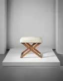 Stool by Jean-Michel Frank, circa 1935, Sanded oak, wool, sold Apr 2016