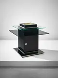 Smoker table by Dominique - André Domin and Marcel Genevrière, 1930-1935, Painted wood, painted veneered wood, glass, silver-plated bronze, sold Apr 2016