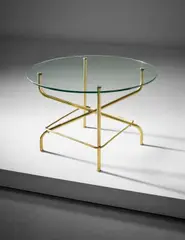 Coffee table by Mathieu Matégot, circa 1960, Tubular brass, brass, glass, offered Apr 2016