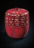 Unique 'Murrine con fili orrizzontali e fili verticali' vase by Yoichi Ohira, 2003, Hand-blown glass canes with powder inserts, partial battuto and partial inciso surface, sold Apr 2016
