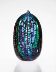 Unique vase by Yoichi Ohira, 2002, Hand-blown glass canes with powder inserts, sold Apr 2016
