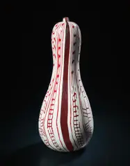 Yoichi Ohira, Unique 'Zucca in avorio con fili rossi' vase, from the 'Metamorfosi Orientale' series, 2003, Hand-blown glass canes with powder inserts, partial inciso surface, polished