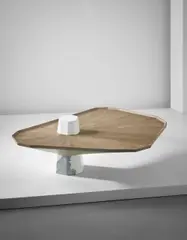 Prototype 'Webwood' coffee table by Fabrice Ausset, 2013, Marble, stained pine, sold Apr 2016